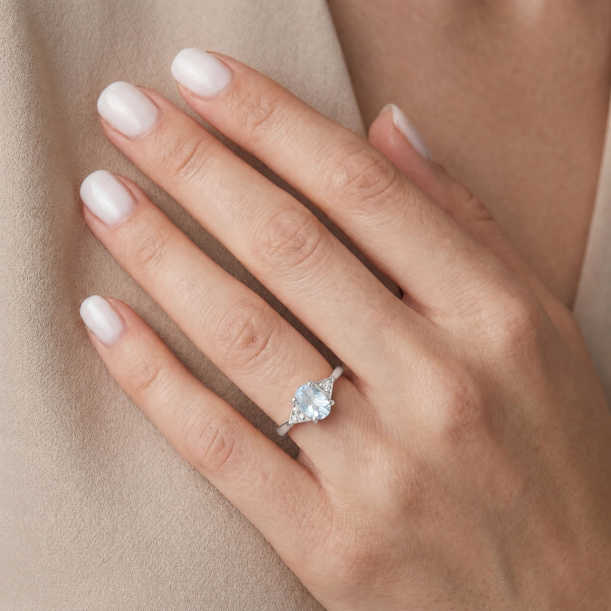 White Gold Diamond & Aquamarine — Zoe