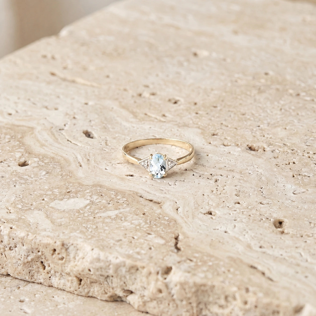 Yellow Gold Diamond & Aquamarine — Zoe