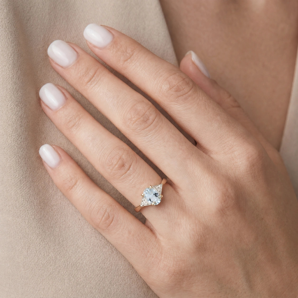 Yellow Gold Diamond & Aquamarine — Zoe
