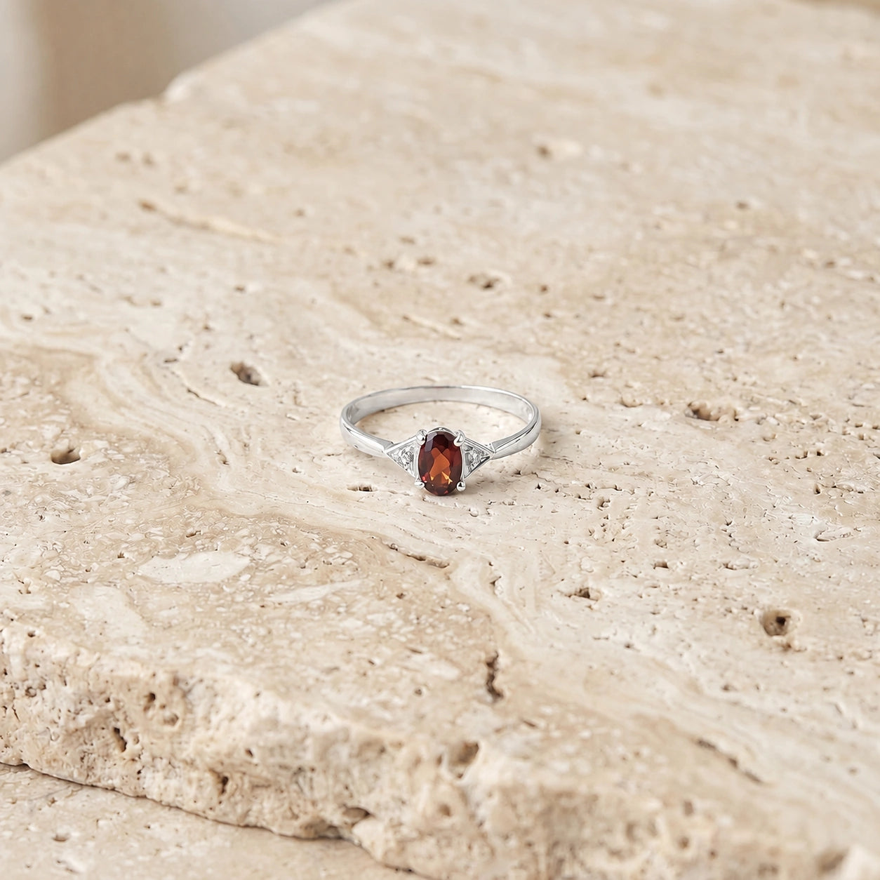 White Gold Diamond & Garnet — Zoe
