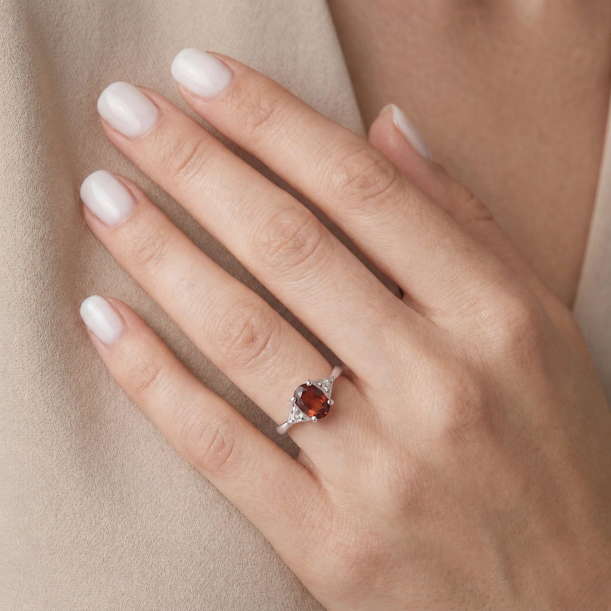 White Gold Diamond & Garnet — Zoe