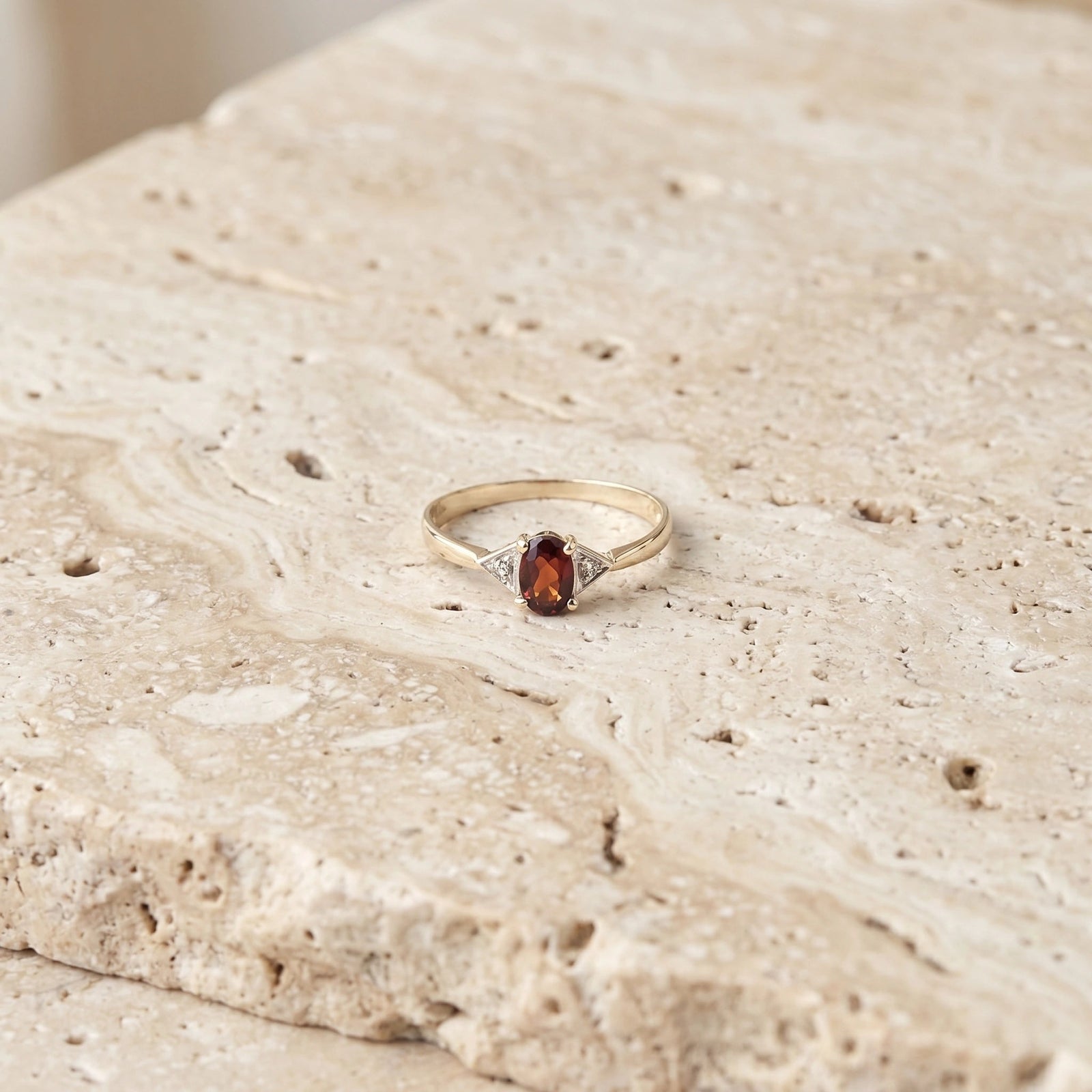 Yellow Gold Diamond & Garnet — Zoe