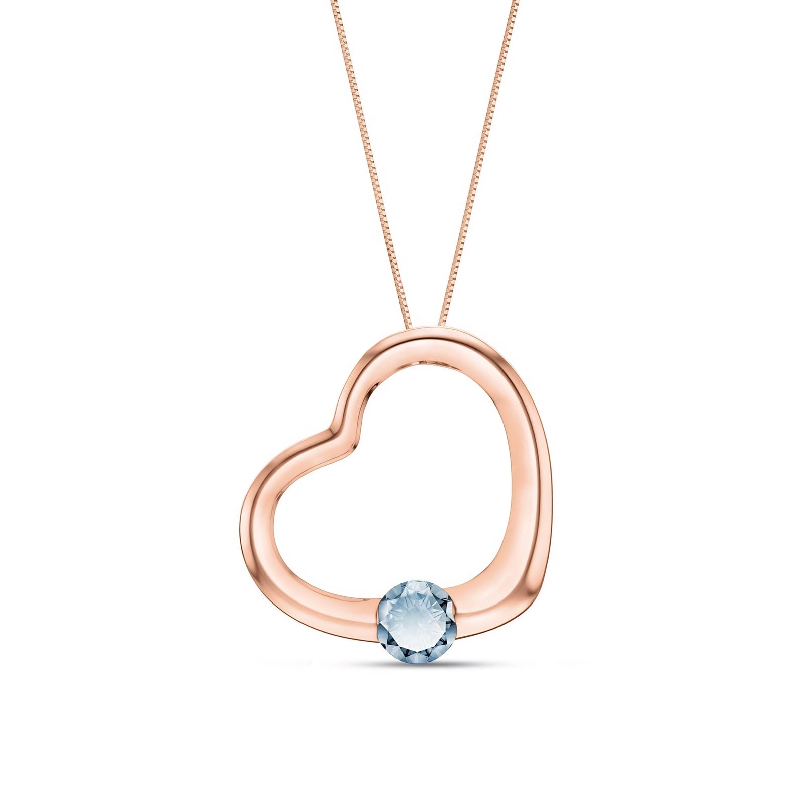 Rose Gold Open Heart Pendant Necklace Citrine 10K — Smeralda