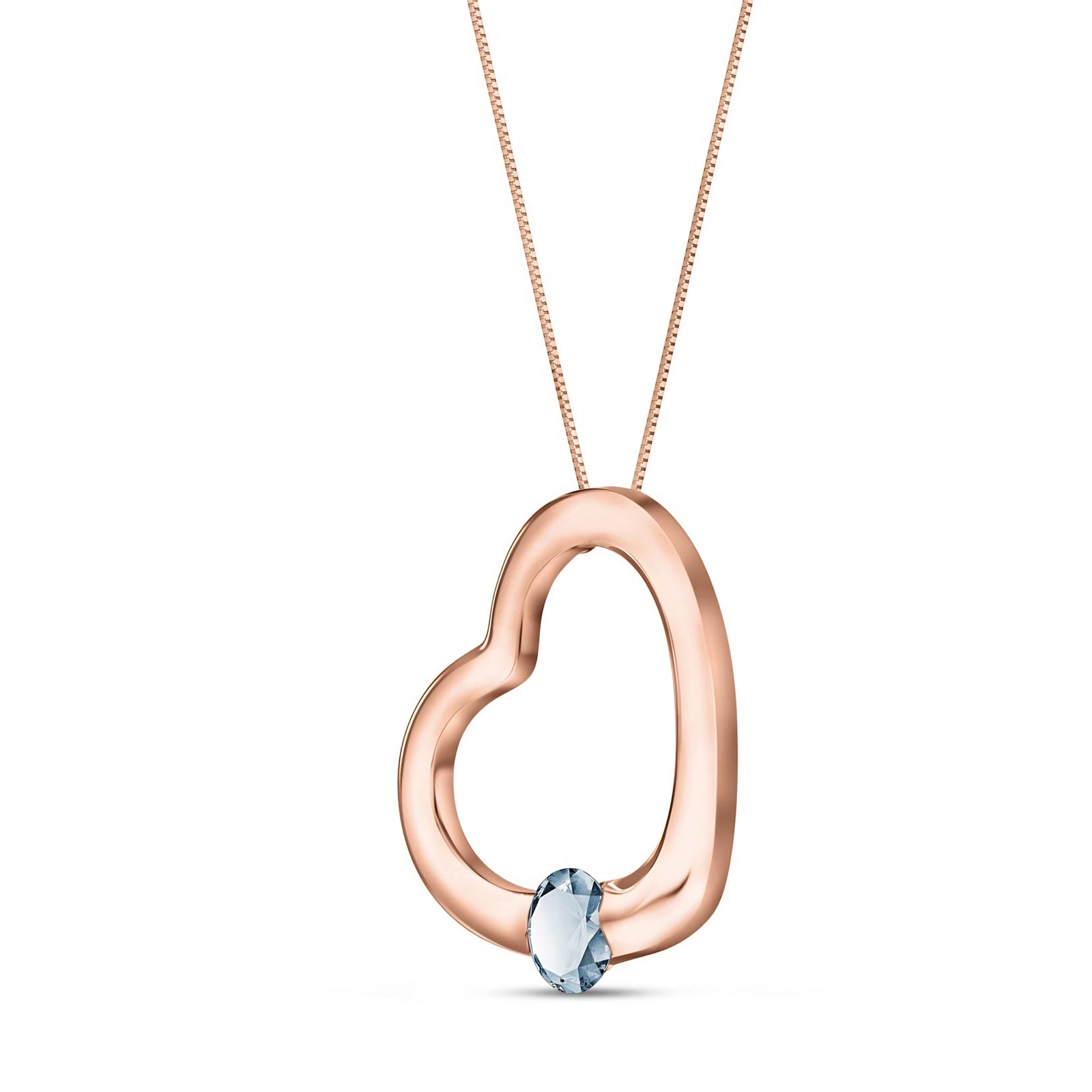 Rose Gold Open Heart Pendant Necklace Citrine 10K — Smeralda