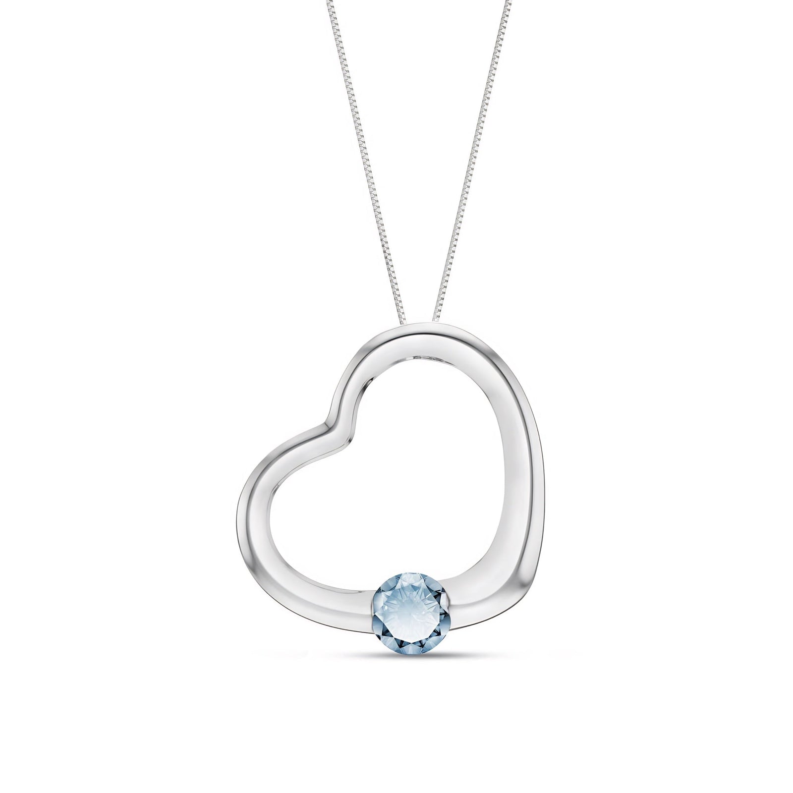 White Gold Open Heart Pendant Necklace Citrine 10K — Smeralda