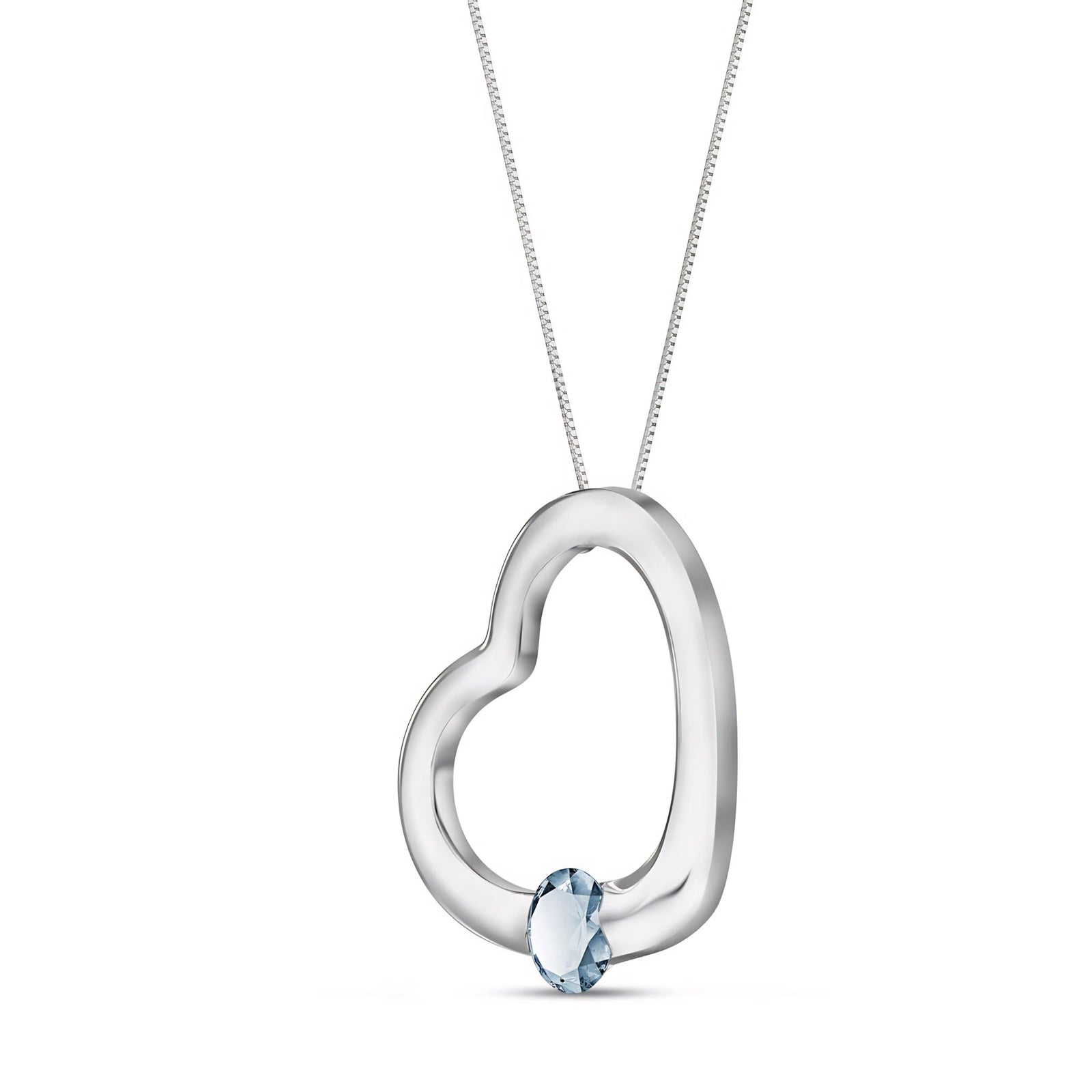 White Gold Open Heart Pendant Necklace Citrine 10K — Smeralda