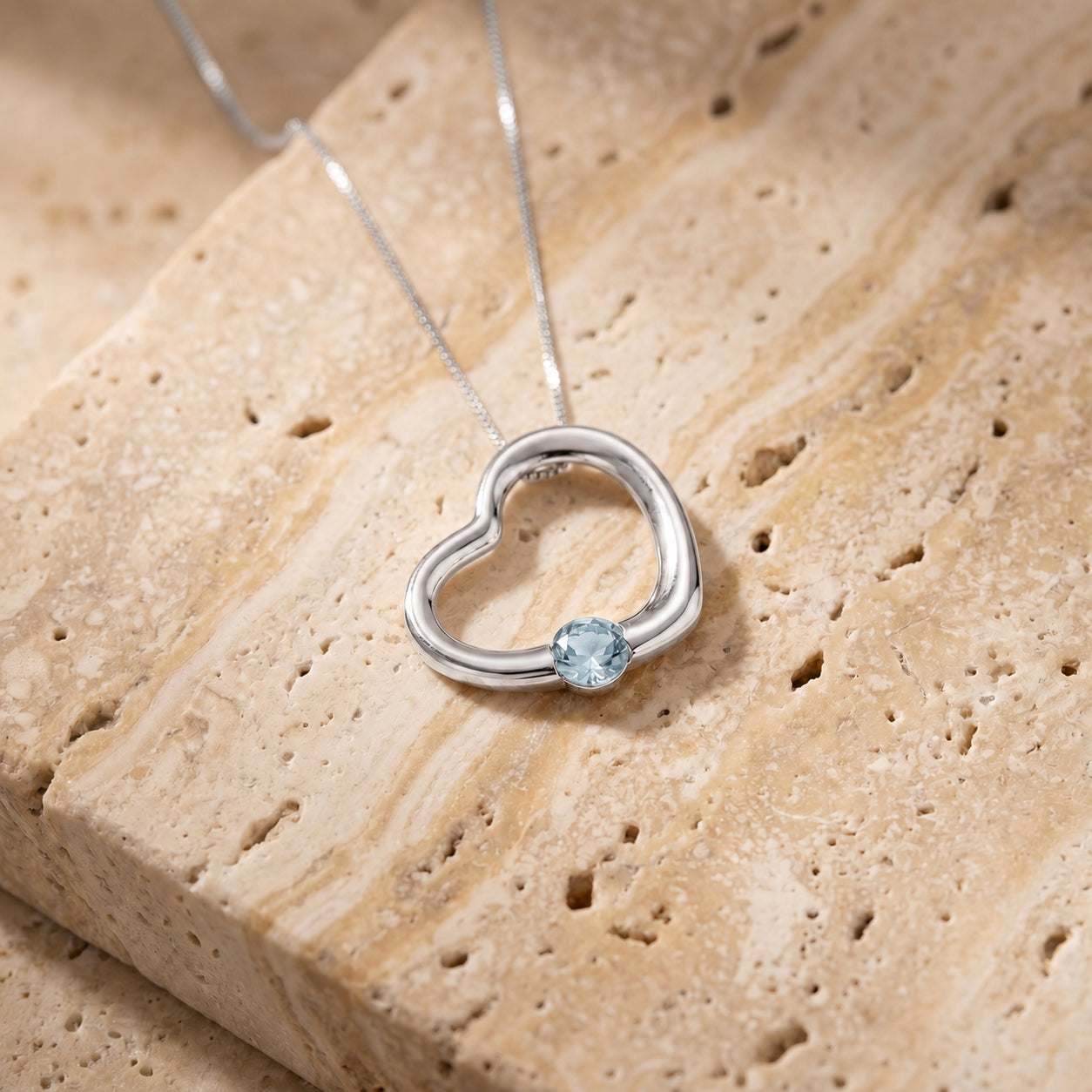 White Gold Open Heart Pendant Necklace Citrine 10K — Smeralda