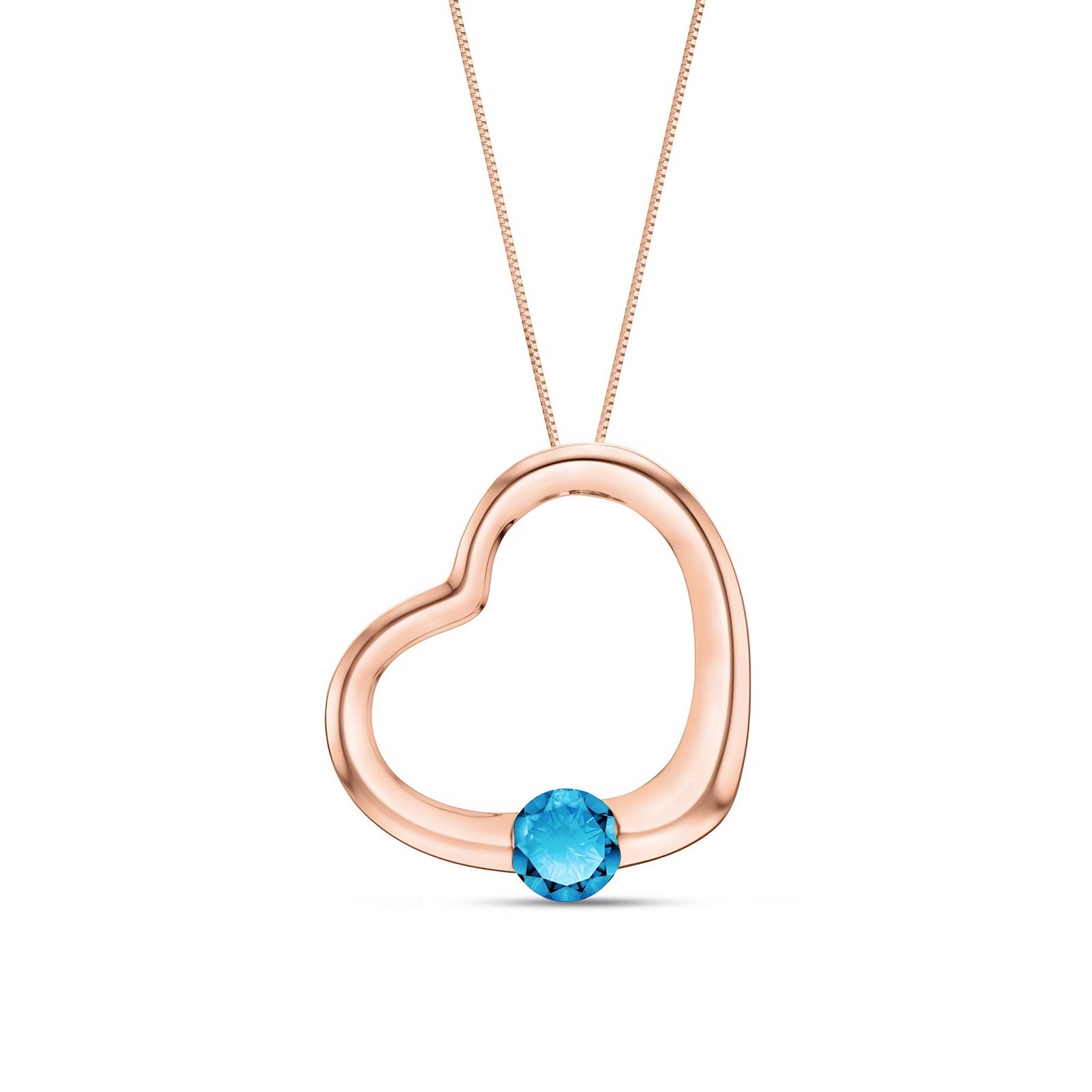 Rose Gold Open Heart Pendant Necklace Garnet 10K — Smeralda