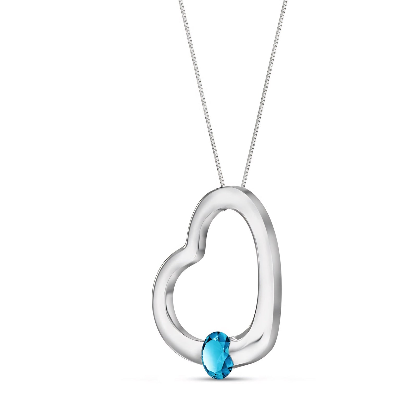 White Gold Open Heart Pendant Necklace Garnet 10K — Smeralda