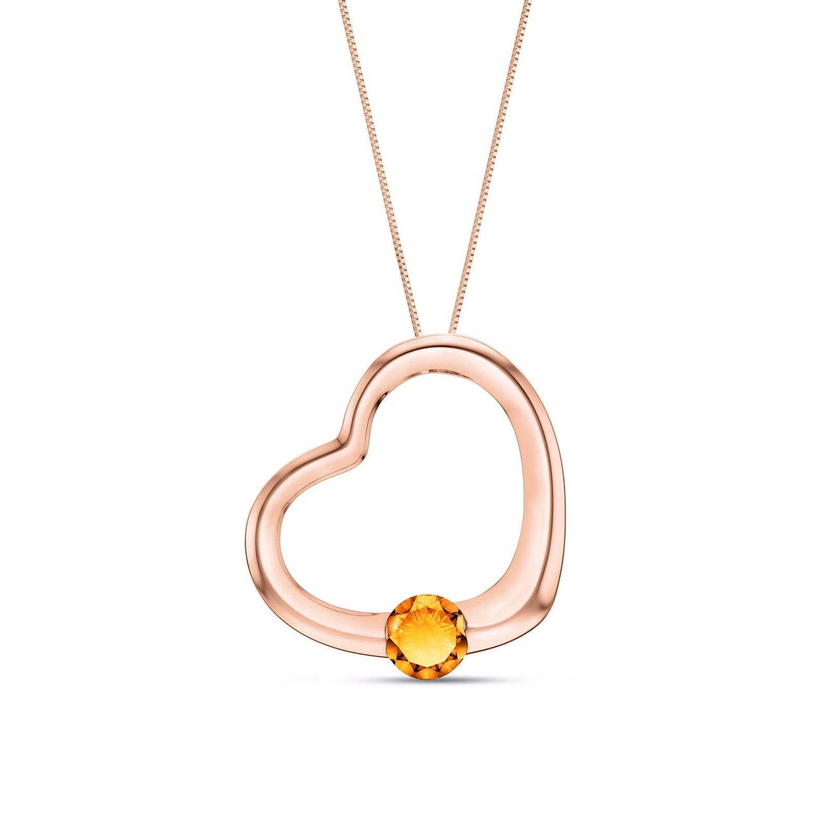 Rose Gold Open Heart Pendant Necklace Blue Topaz 10K — Smeralda