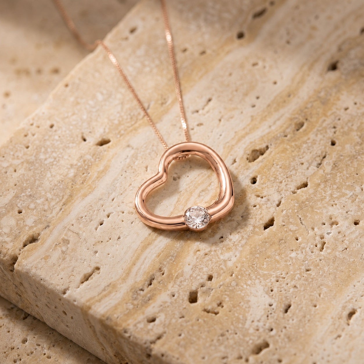 Rose Gold Open Heart Pendant Necklace Ruby 10K — Smeralda