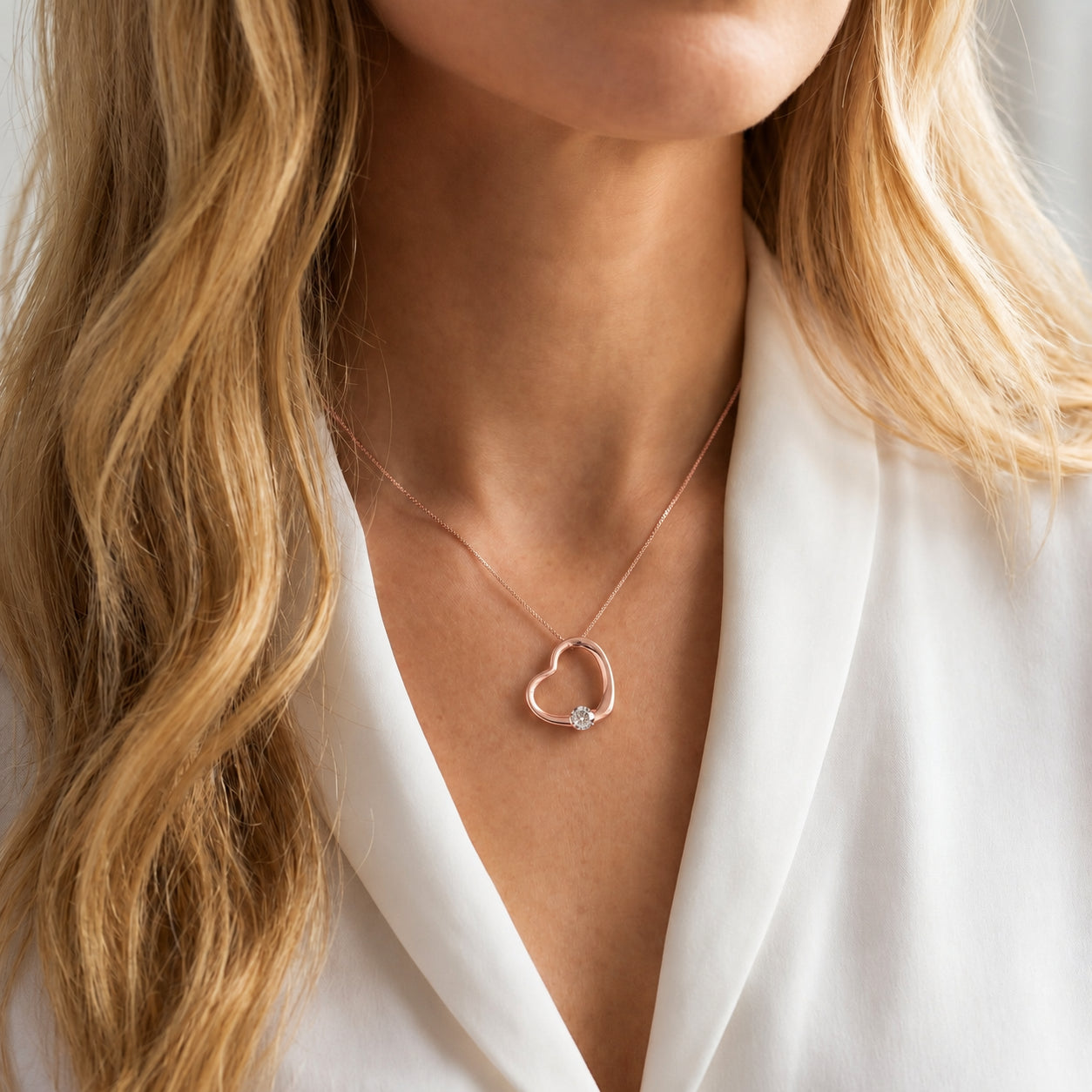 Rose Gold Open Heart Pendant Necklace Ruby 10K — Smeralda
