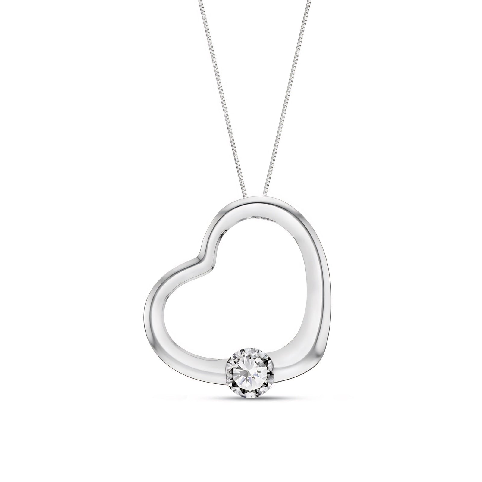 White Gold Open Heart Pendant Necklace Ruby 10K — Smeralda