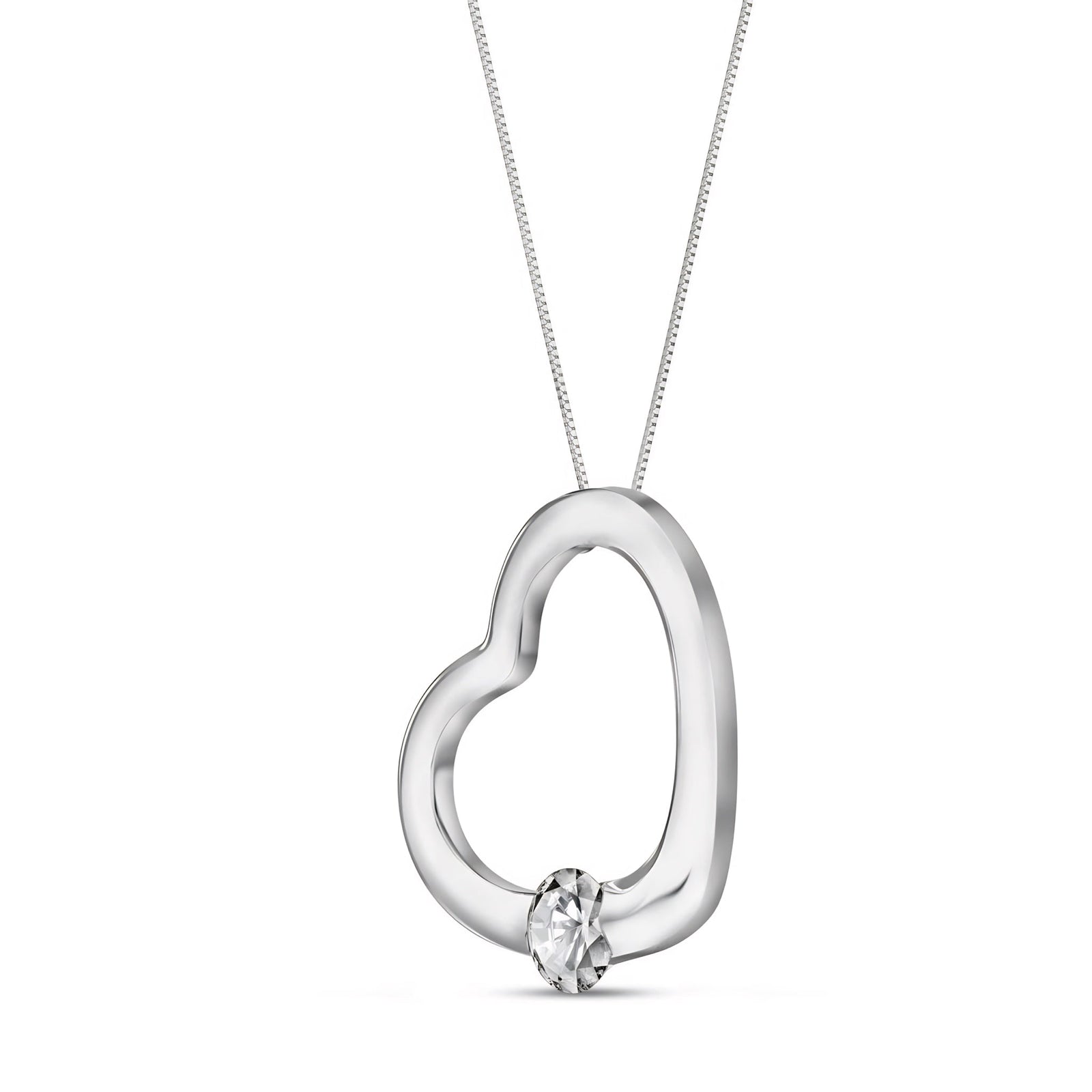 White Gold Open Heart Pendant Necklace Ruby 10K — Smeralda