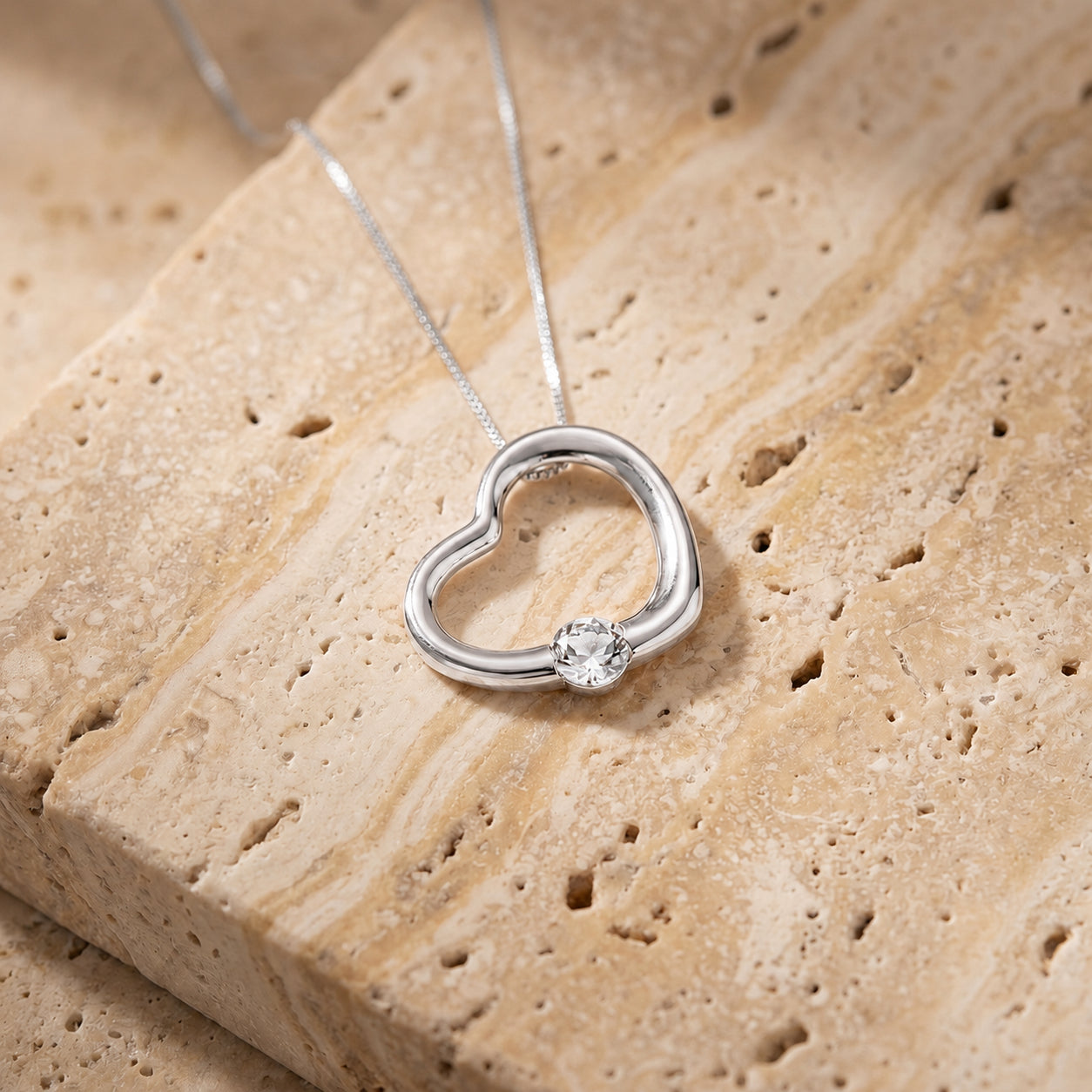 White Gold Open Heart Pendant Necklace Ruby 10K — Smeralda