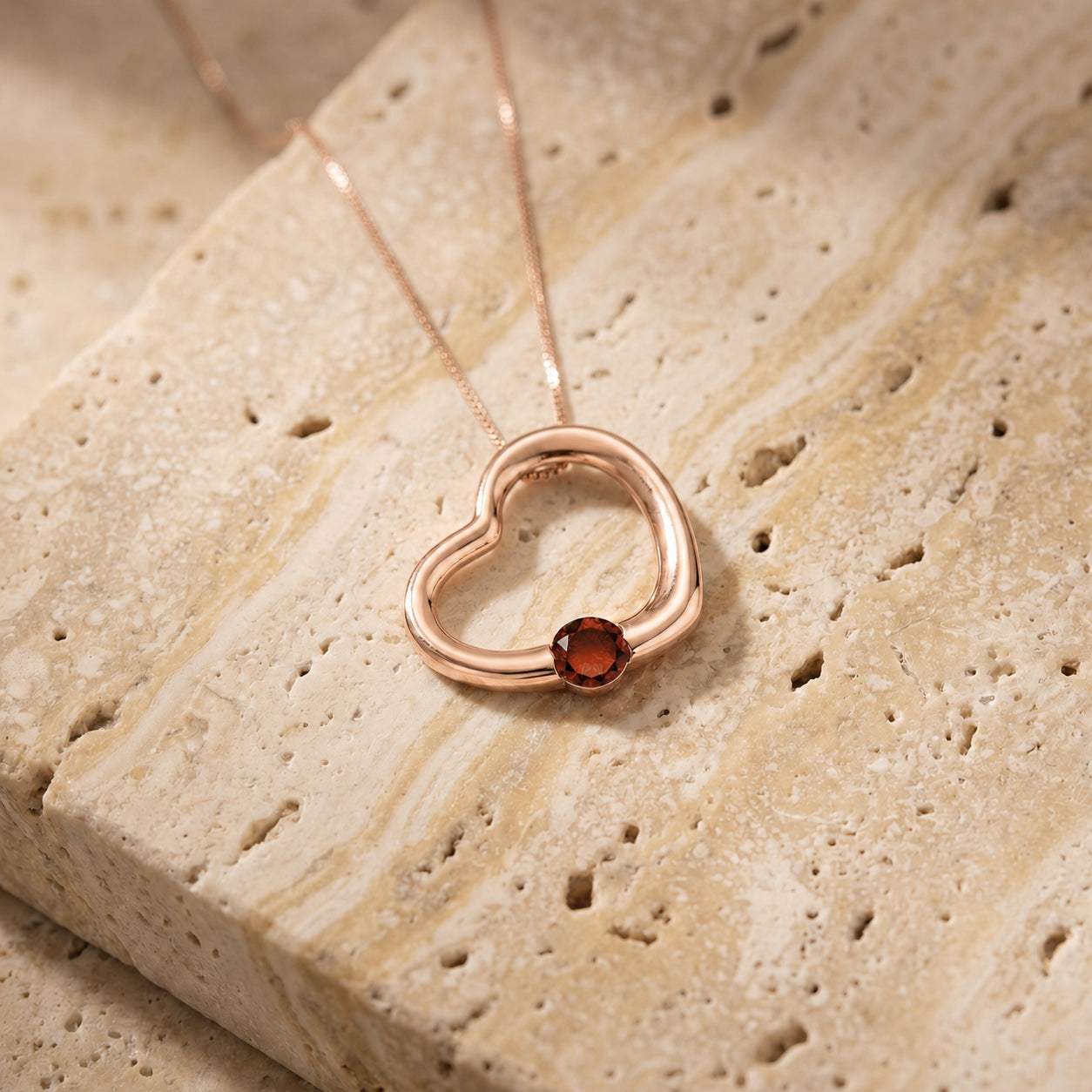 Rose Gold Open Heart Pendant Necklace Peridot 10K — Smeralda