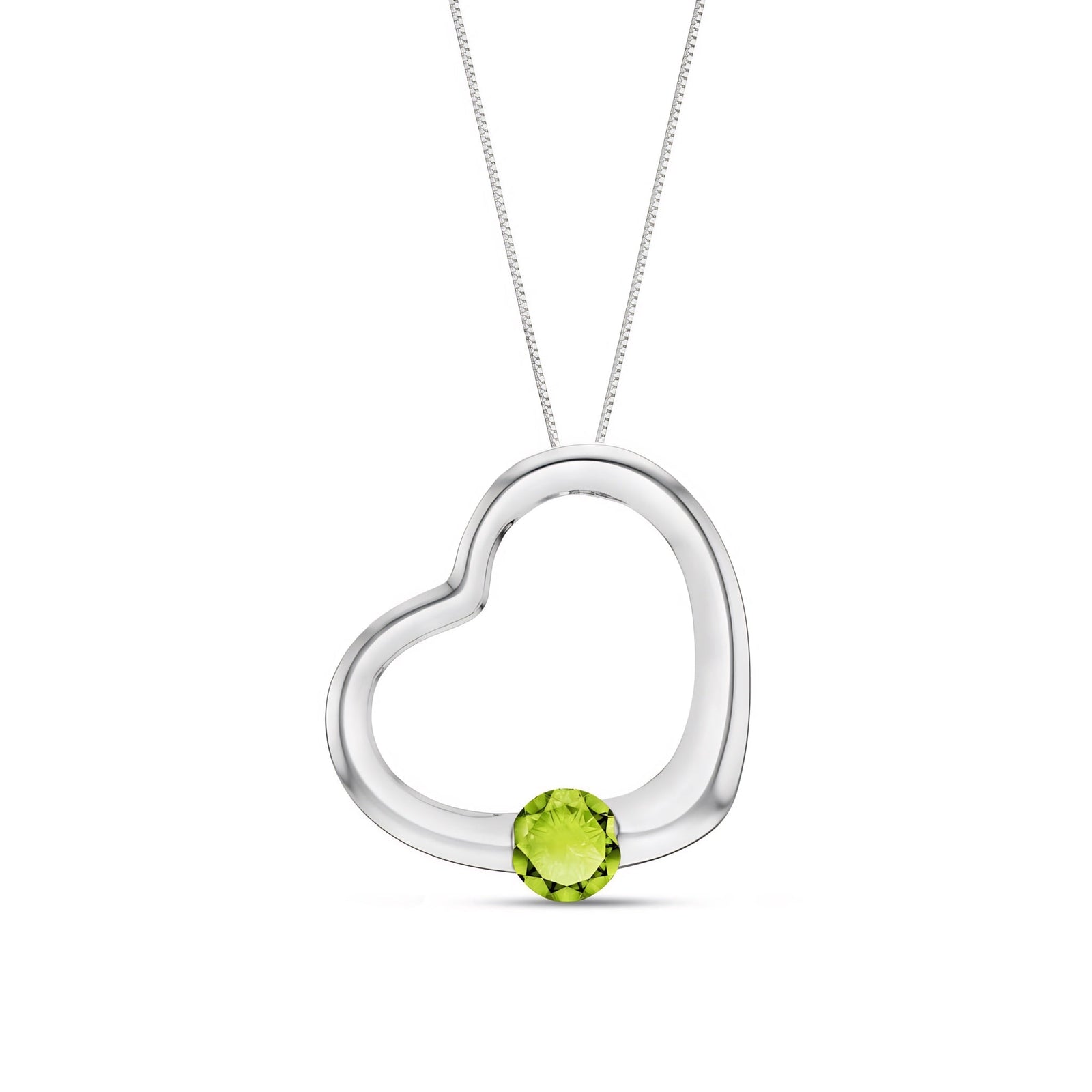 White Gold Open Heart Pendant Necklace Aquamarine 10K — Smeralda