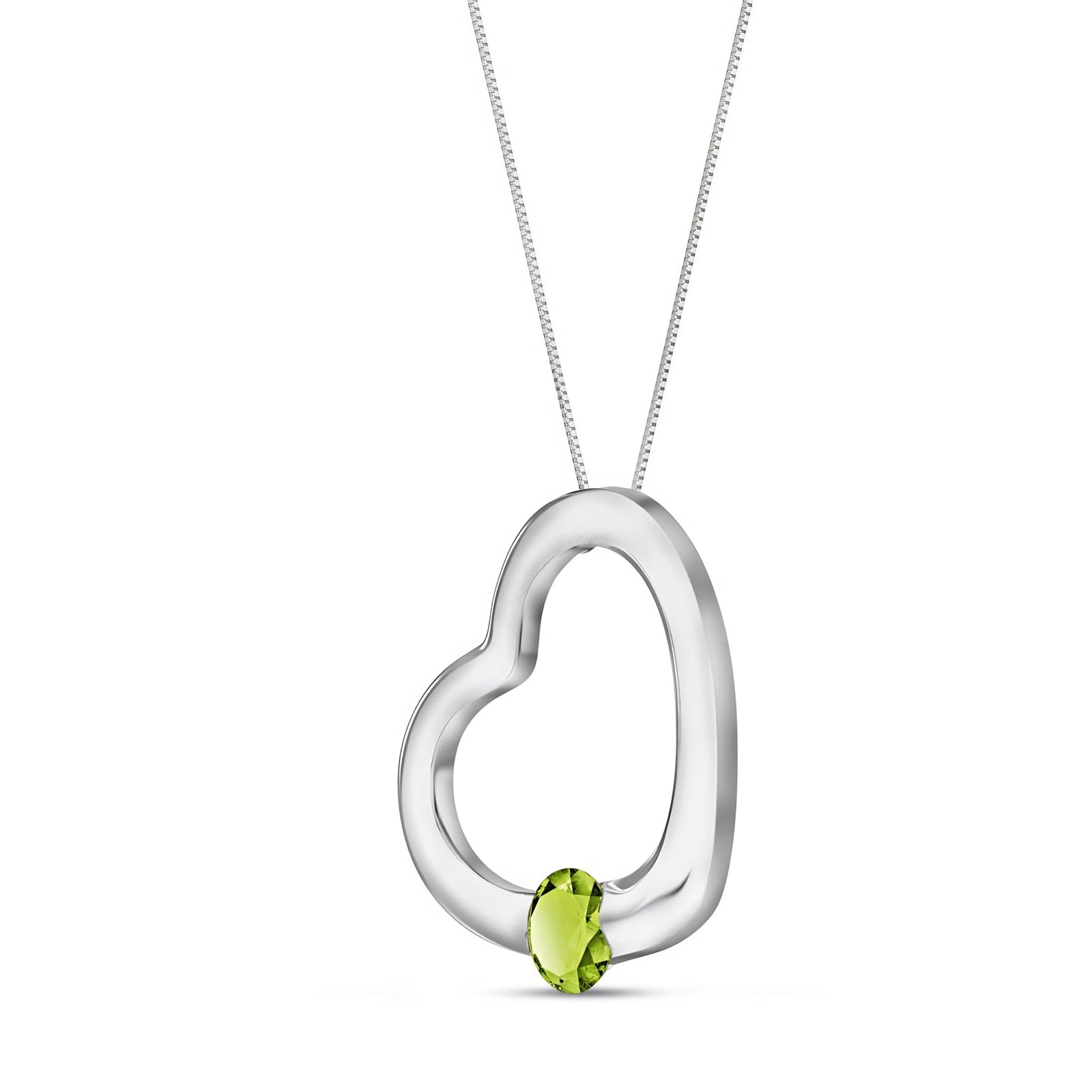 White Gold Open Heart Pendant Necklace Aquamarine 10K — Smeralda