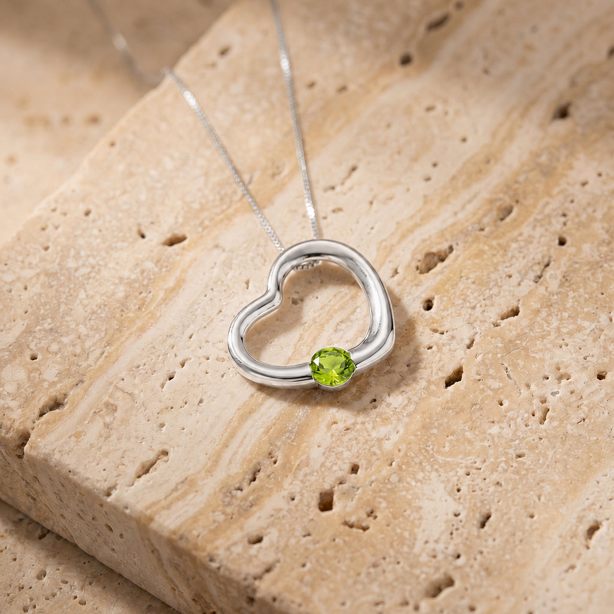 White Gold Open Heart Pendant Necklace Aquamarine 10K — Smeralda