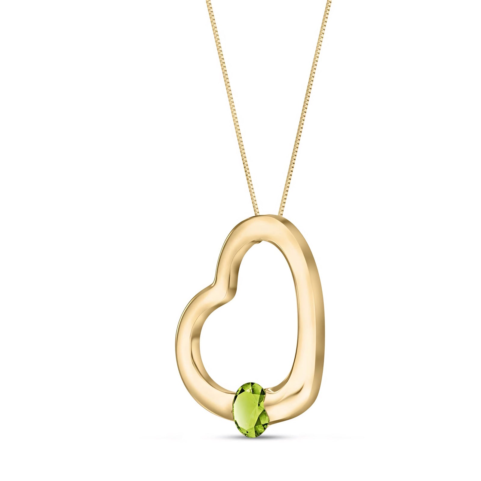 Yellow Gold Open Heart Pendant Necklace Aquamarine 10K — Smeralda