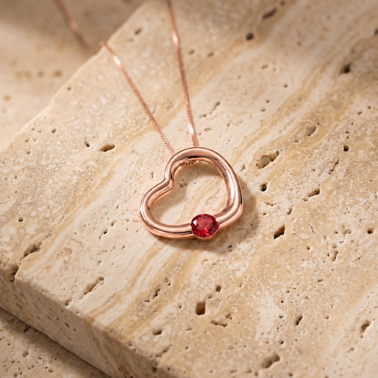 Rose Gold Open Heart Pendant Necklace Tanzanite 10K — Smeralda