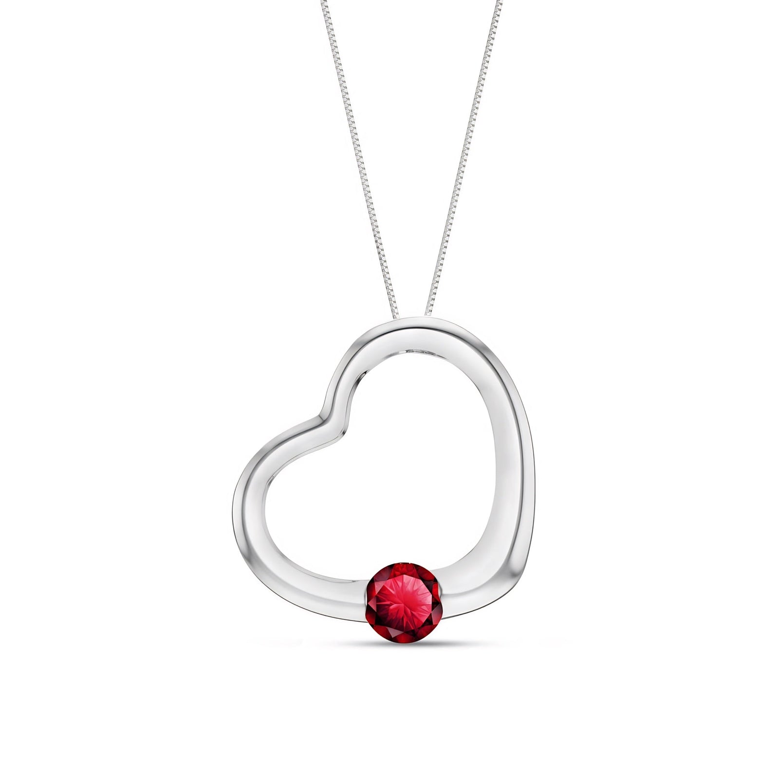 White Gold Open Heart Pendant Necklace Tanzanite 10K — Smeralda