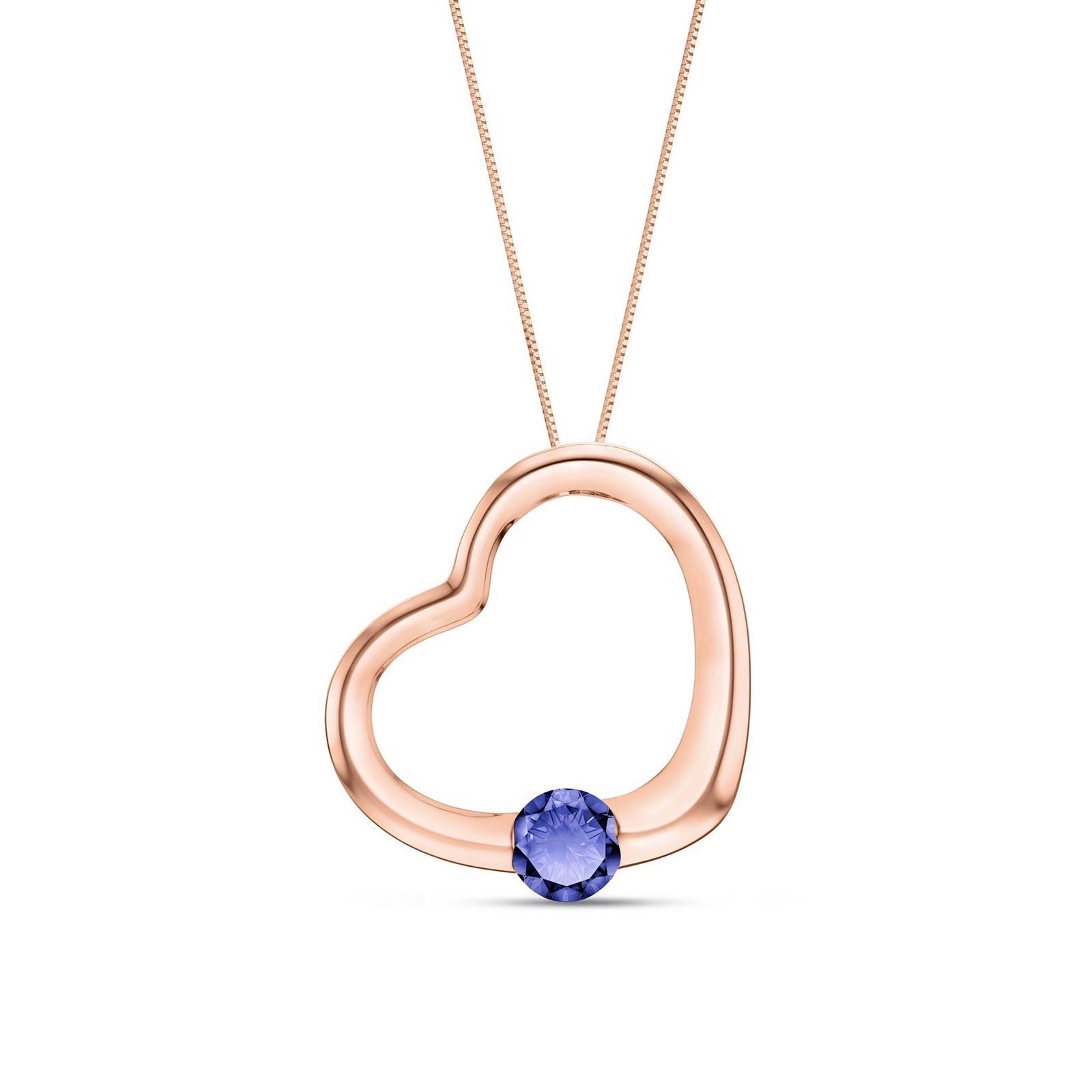 Rose Gold Open Heart Pendant Necklace Diamond 10K — Smeralda