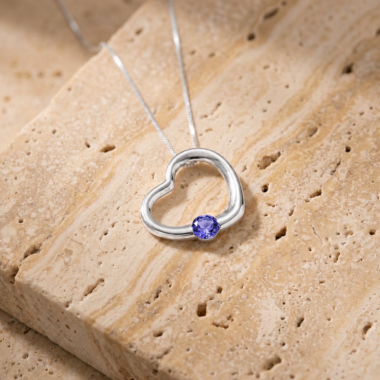White Gold Open Heart Pendant Necklace Diamond 10K — Smeralda