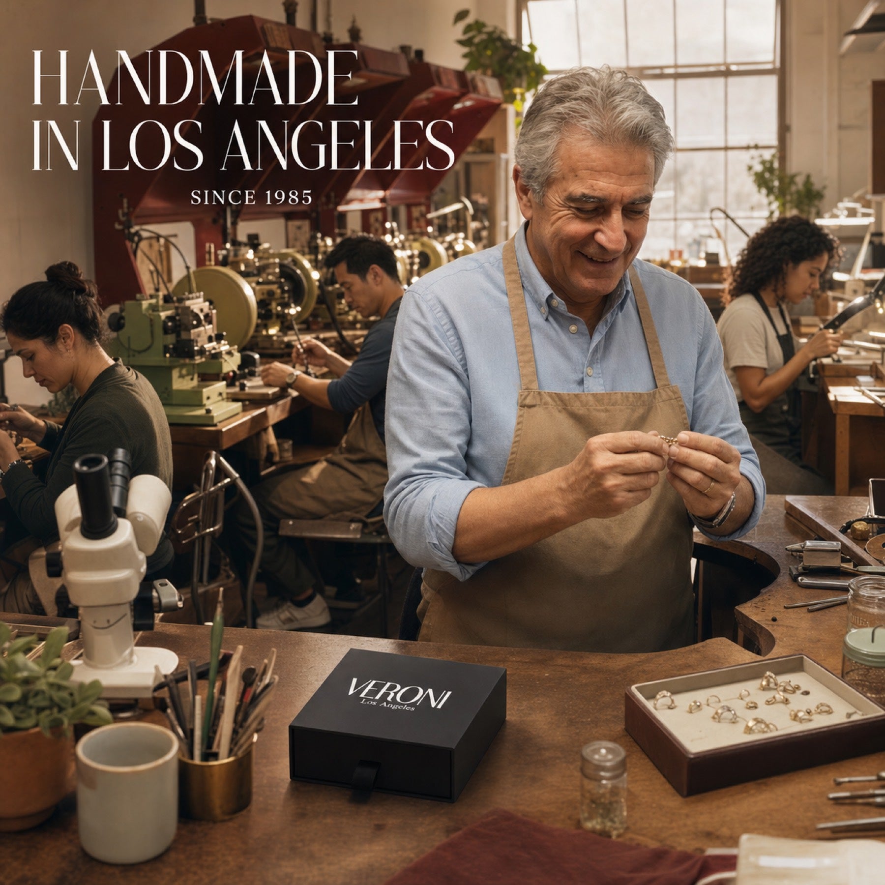 Veroni founder at the Los Angeles bench